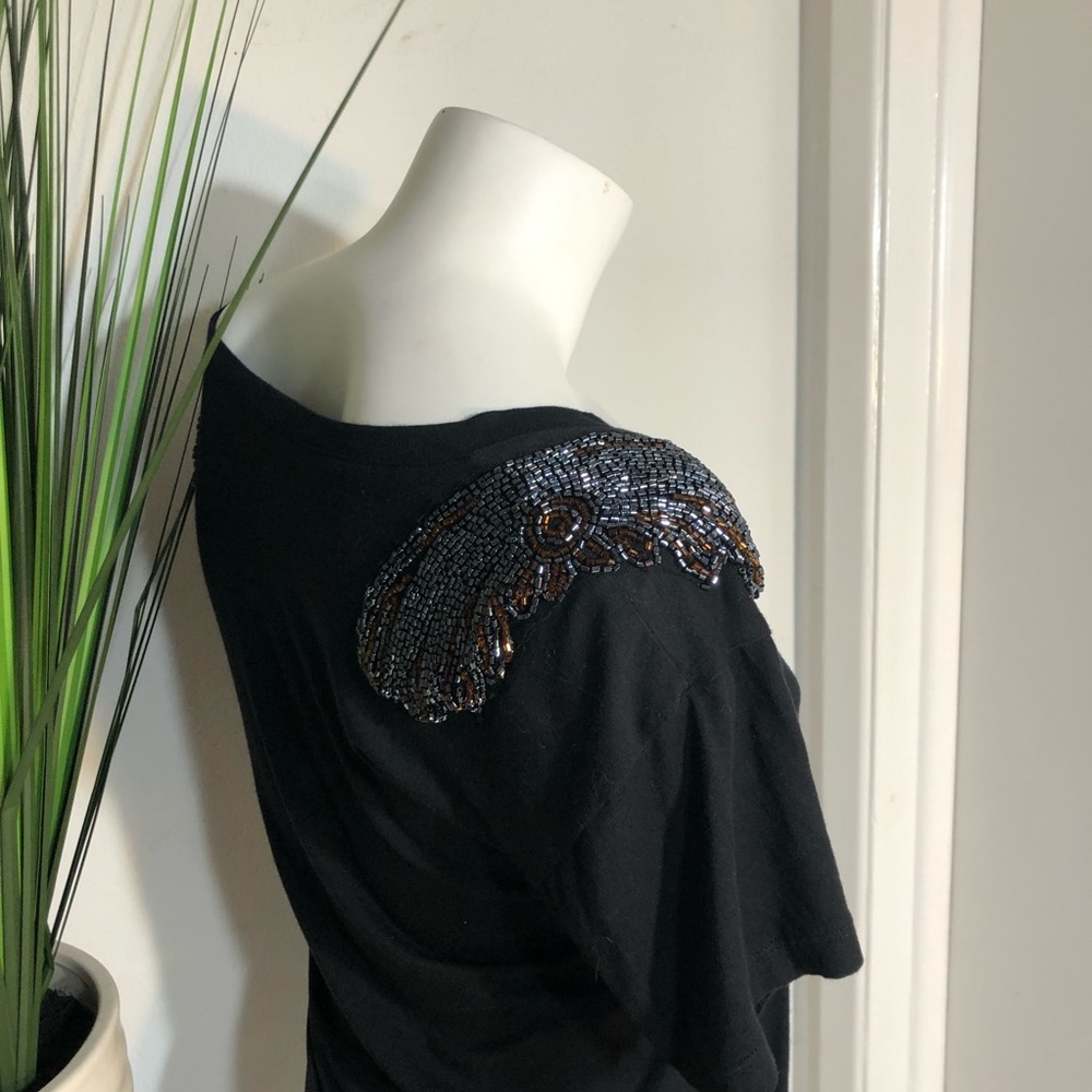 Y2K 2000’s Express Embellished Angel Wings Beaded Tee T-Shirt XS - Picture 6 of 10